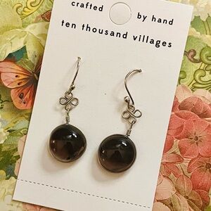NWT- Ten Thousand Villages purple stone Earrings